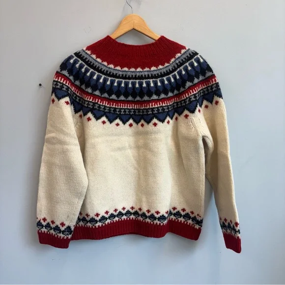 Vintage Eddie Bauer Medium Sweater Wool Fair Isle - Picture 2 of 13